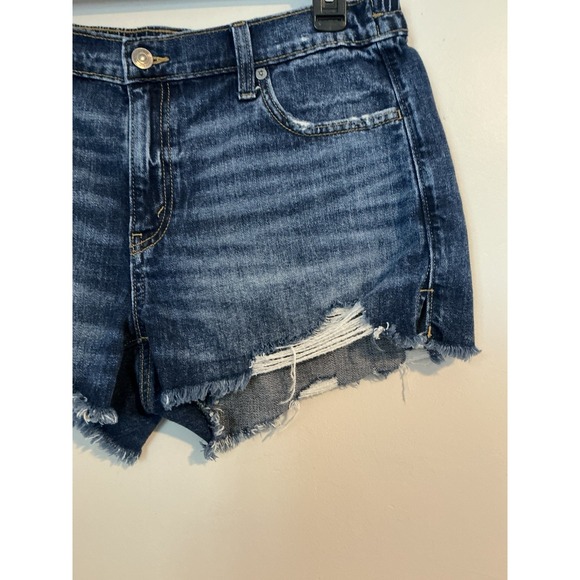 Aerie Daydream Distressed Cut Off Raw Hem Side Slit Denim Shorts Medium - Picture 3 of 11